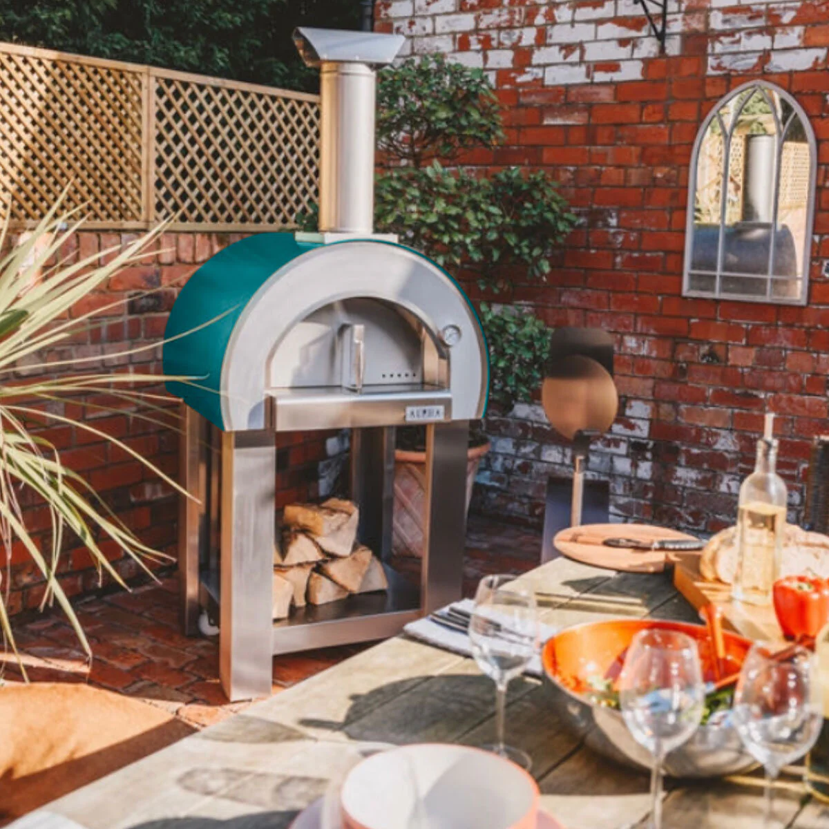 Alpha Pro Piccolo Wood-Fired Pizza Oven Bundle in Teal Blue + Cover - Image 4