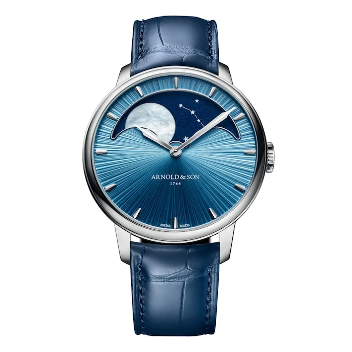 Arnold And Son Manual Wind Men’s Watch with Blue Material Dial, Platinum Case, 30m Water Resistant / 1GLBX.U01A.C200X