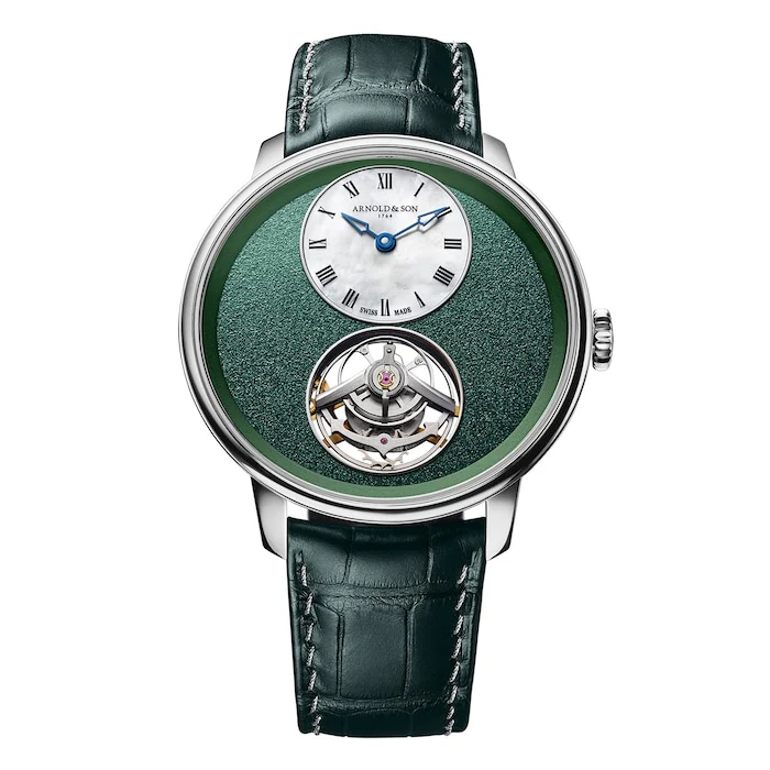 Arnold And Son Manual Wind Men’s Watch with Green Material Dial, Gold Case, 30m Water Resistant / 1UTBX.F01A.C208A