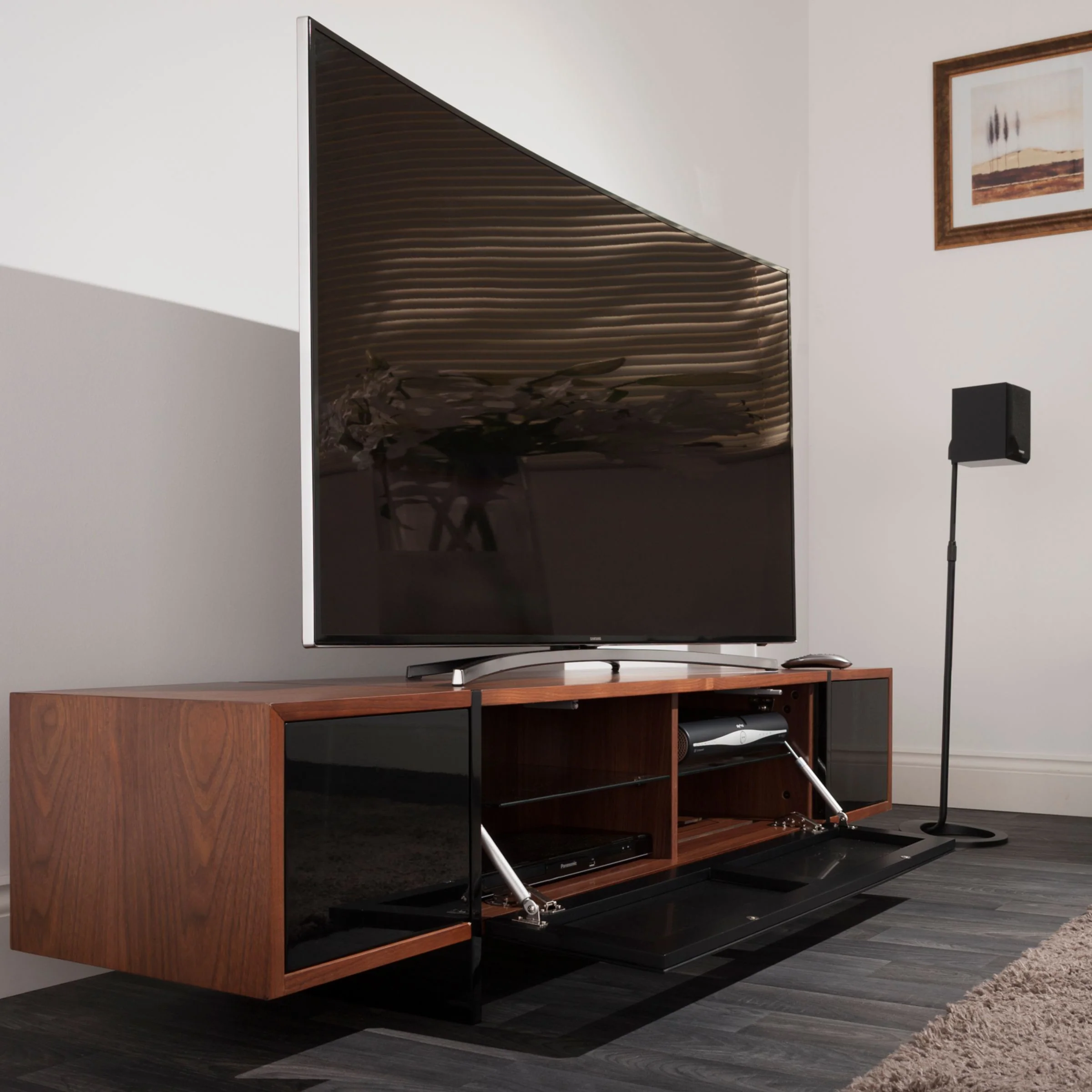 AVF Edge ED160 TV Stand for TVs up to 84", Walnut/Black - Image 5