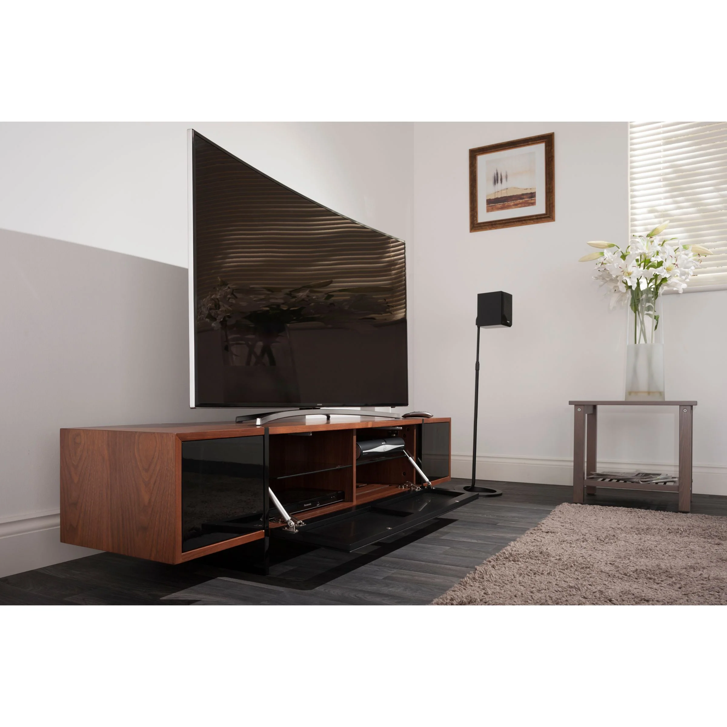 AVF Edge ED160 TV Stand for TVs up to 84", Walnut/Black - Image 8