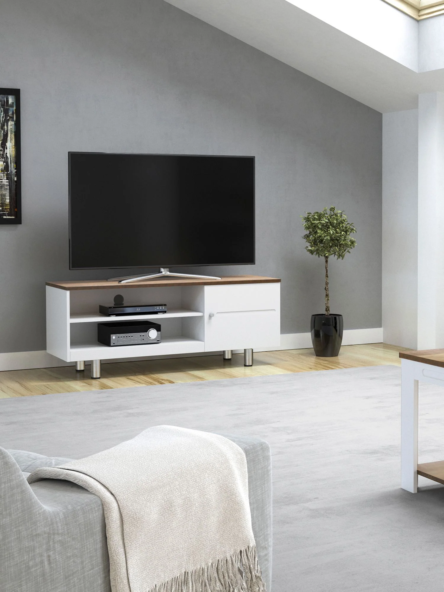 AVF Whitesands 1200 TV Stand for TVs up to 60”, Oak White - Image 4