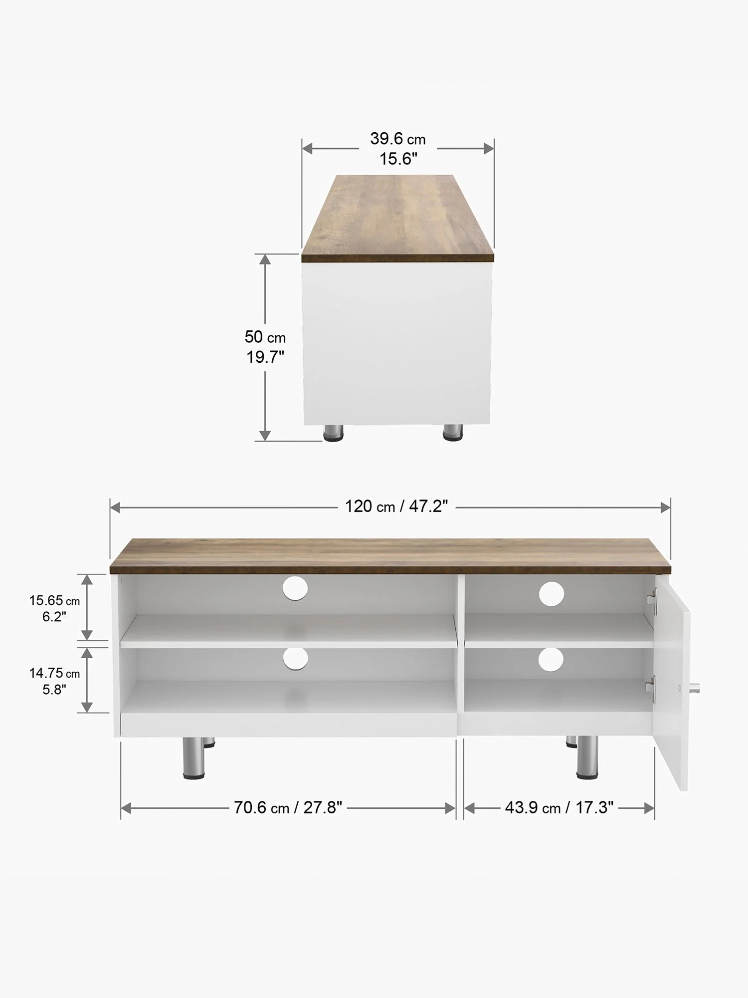 AVF Whitesands 1200 TV Stand for TVs up to 60”, Oak White - Image 6