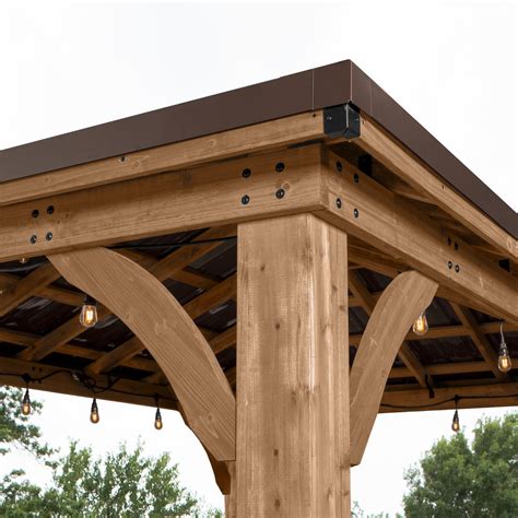 TieDex Garden Structures Barrington Gazebo Sideyard Discover 14×10 Barrington Gazebo – 100% Cedar Wood Pavilion with Heavy-Duty Steel Hip Roof, All-Weather Resistant, Built-In PowerPort™, Easy Assembly, Outdoor Garden Shelter, 5-Year Warranty - Image 2