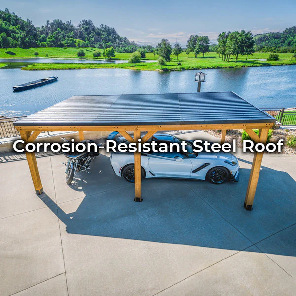 TieDex Garden Structures Sideyard Discover 6.1m x 3.7m Kingsport Carport – Heavy-Duty Steel Roof Shelter for Cars, SUVs & Outdoor Storage, All-Weather Resistant, Rust-Resistant Frame, Sturdy Driveway or Garden Cover - Image 3