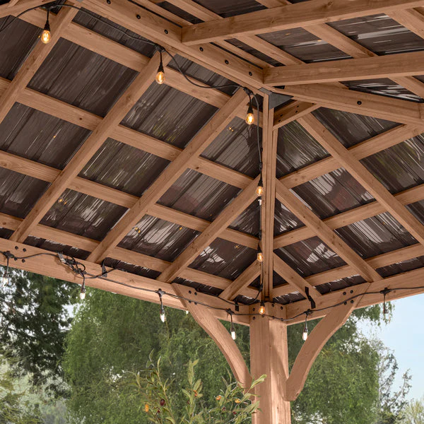Sideyard Brrington Gazebo 4.9m x 3.7m, Cedar Wood Frame with Heavy-Duty Steel Hip Roof, Pro-Tect™ Tested, Pre-Stained, Easy Assembly, 5-Year Warranty - Image 3