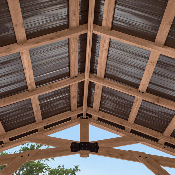TieDex Garden Structures Norwood Gazebo 4.3 × 3.0 m | Cedar Wood Frame with Galvanised Steel Peak Roof - Image 3