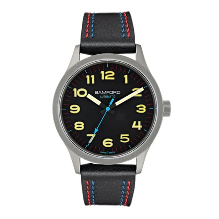 Bamford Automatic 39mm Men’s Watch with Black Material Dial, Titanium Case, 100m Water Resistant / B80-MOD-BLK-YLW