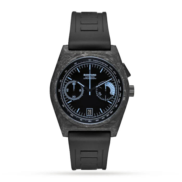Bamford Automatic Men’s Watch with Blue Material Dial, 100m Water Resistant / B347-CF-BLK-AQ
