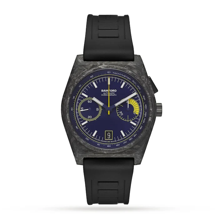 Bamford Automatic Men’s Watch with Navy Material Dial, 100m Water Resistant / B347-CF-NY-YL