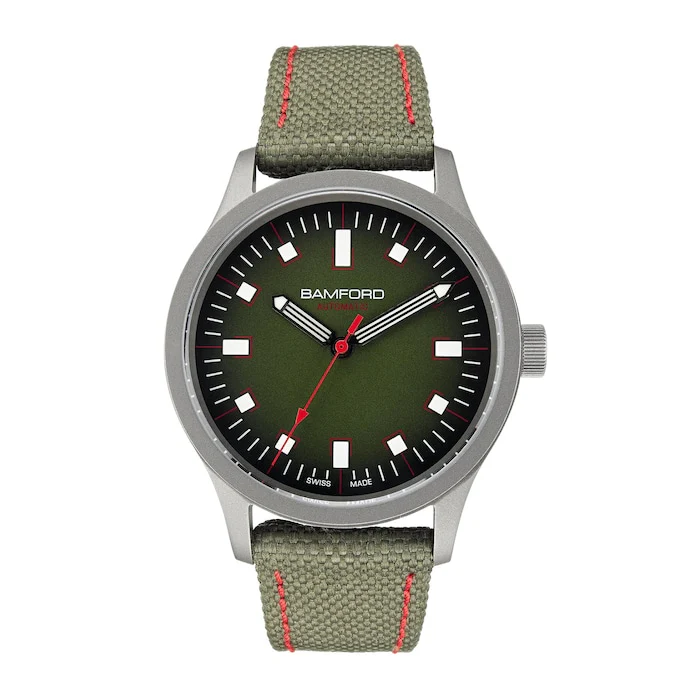 Bamford Heritage Automatic 39mm Men’s Watch with Green Material Dial, Titanium Case, 100m Water Resistant / B80-ADV-GRN