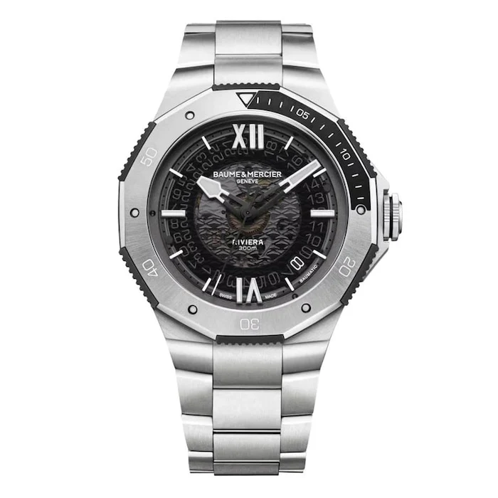Baume & Mercier Automatic 42mm Men’s Watch with Grey Material Dial, Stainless Steel Case & Bracelet, 300m Water Resistant / BM0A10717