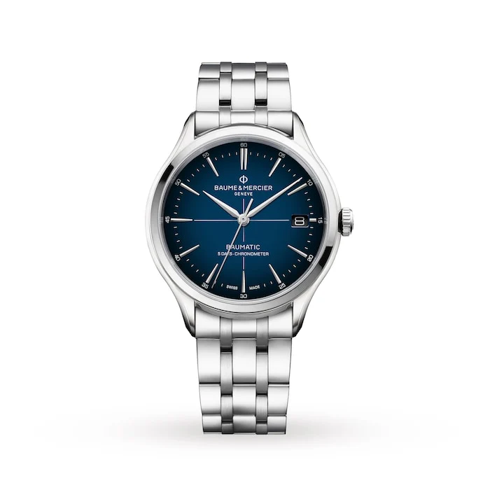 Baume & Mercier Elegance Automatic 40mm Men’s Watch with Blue Material Dial, Stainless Steel Case & Bracelet, 50m Water Resistant / BM0A10468