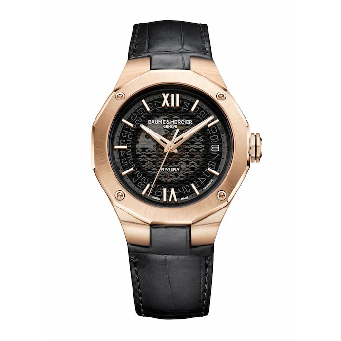 Baume & Mercier Heritage Automatic 39mm Men’s Watch with Black Material Dial, Gold Case, 50m Water Resistant / M0A10787
