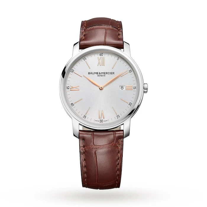 Baume & Mercier Quartz 42mm Men’s Watch with Silver Material Dial, Stainless Steel Case, 50m Water Resistant / BM0A10415