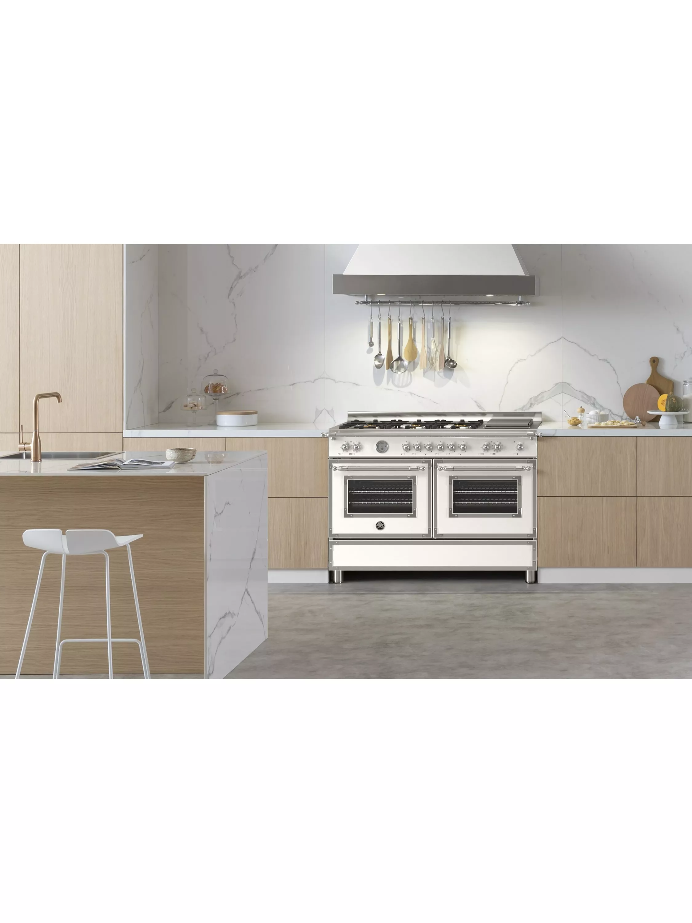 Bertazzoni Heritage Series 120cm Dual Fuel Range Cooker with Griddle, Ivory - Image 2