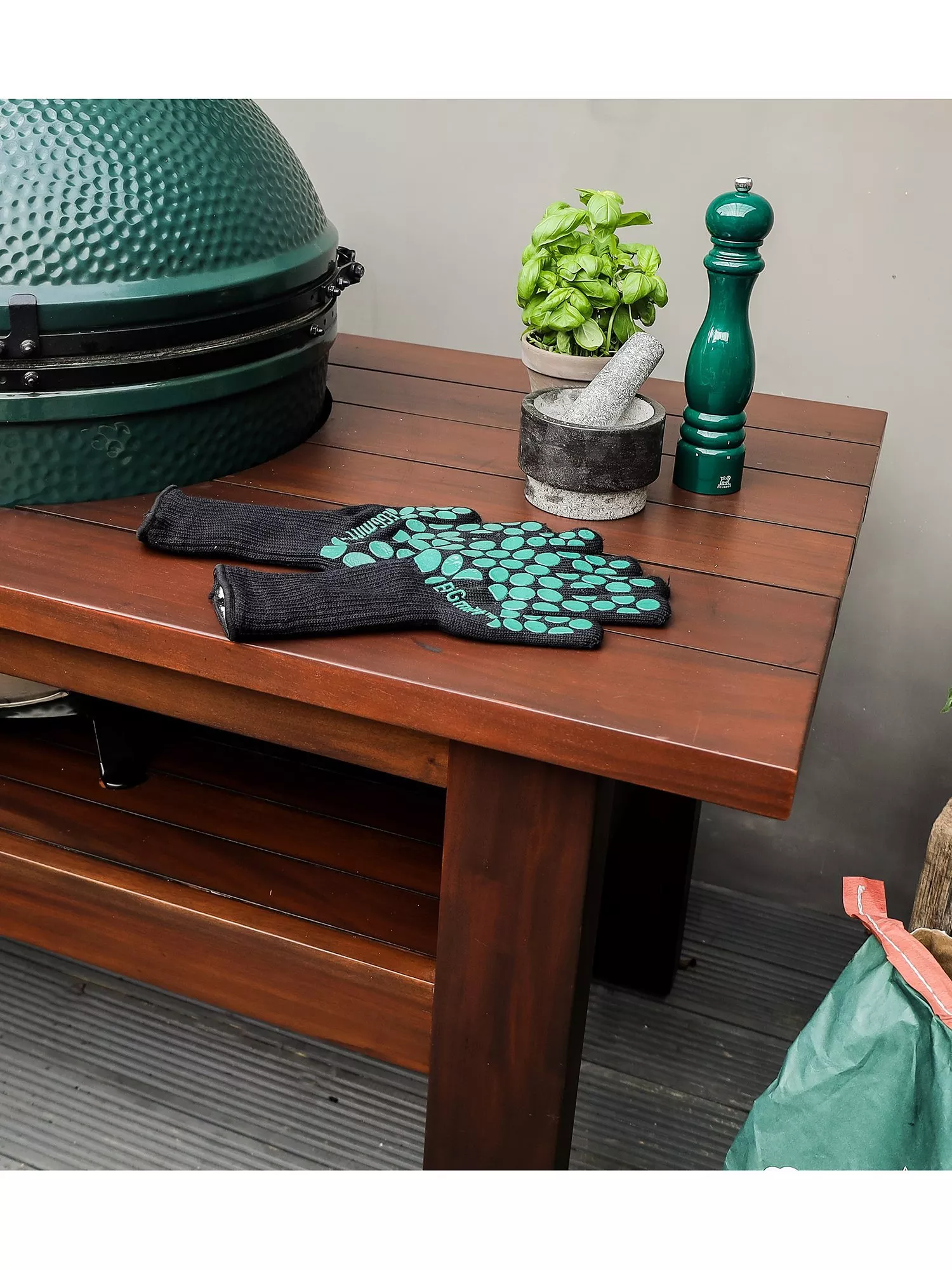 Big Green Egg Extra Large Egg BBQ & Mahogany Wood Table Bundle with ConvEGGtor & Cover - Image 4