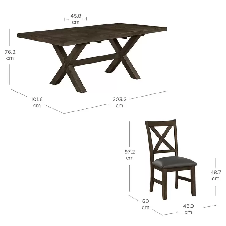 Blakely Extending Dining Table + 6 Cross Back Chairs, Seats 4-6 - Image 2