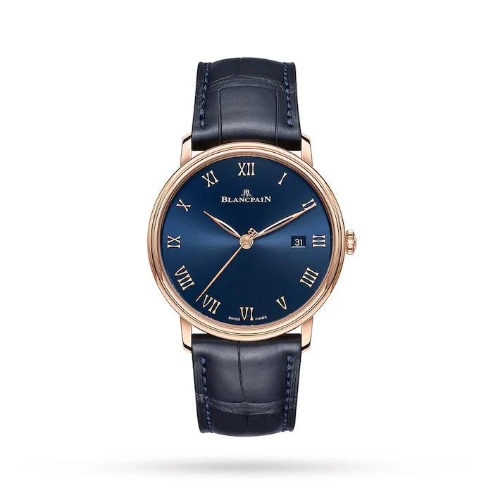 Blancpain Automatic 40mm Men’s Watch with Blue Material Dial, Gold Case, 30m Water Resistant / 6651-3640-55B