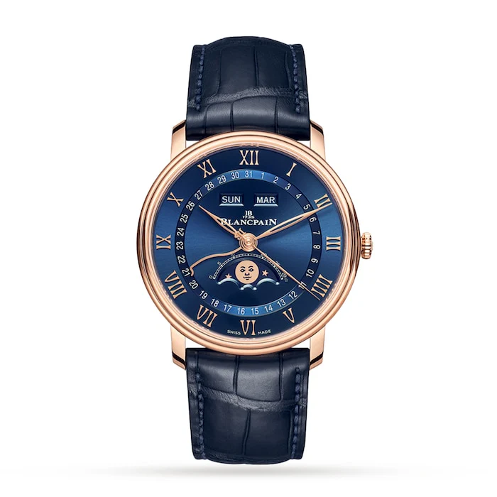 Blancpain Automatic 40mm Men’s Watch with Blue Material Dial, Gold Case, 30m Water Resistant / 6654-3640-55B