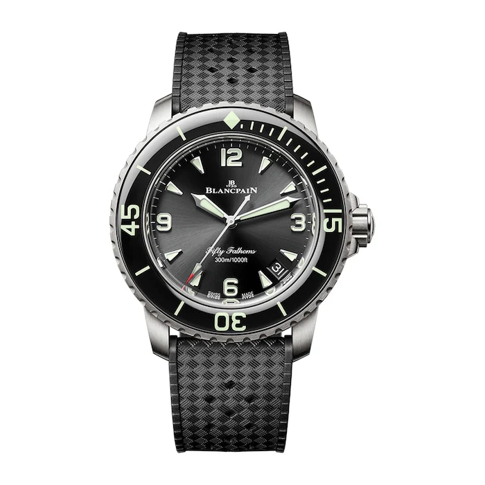 Blancpain Automatic 42mm Men’s Watch with Black Material Dial, Titanium Case, 300m Water Resistant / 5010-12B30-B64B