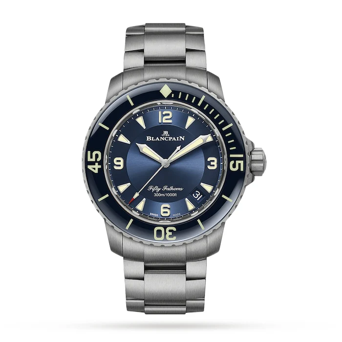 Blancpain Automatic 45mm Men’s Watch with Blue Material Dial, Titanium Case, 300m Water Resistant / 5015-12B40-98B