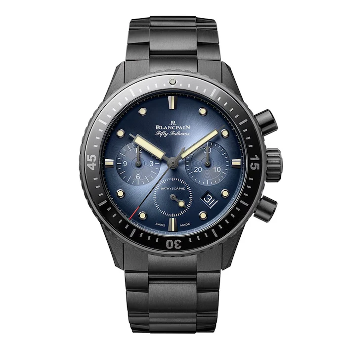 Blancpain Automatic Men’s Watch with Blue Material Dial, Ceramic Case, 300m Water Resistant / 5200-0140-01S