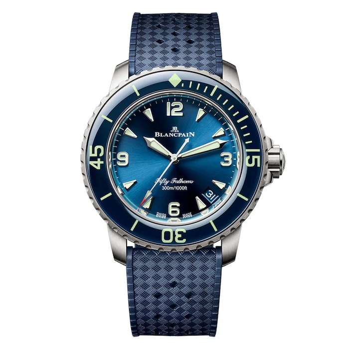 Blancpain Automatic Men’s Watch with Blue Material Dial, Titanium Case, 300m Water Resistant / 5010-12B40-O64A