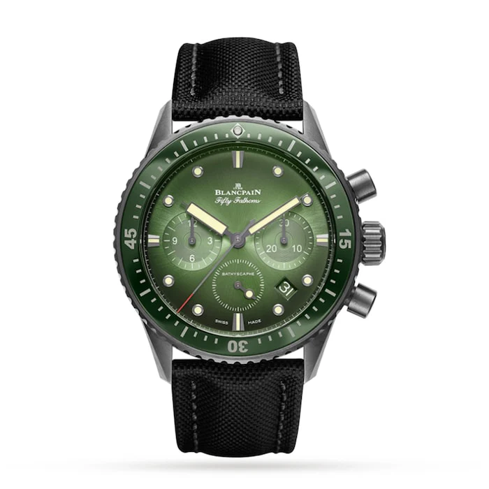 Blancpain Heritage Automatic 43mm Men’s Watch with Green Material Dial, Titanium Case, 300m Water Resistant / 5200-0153-B52A