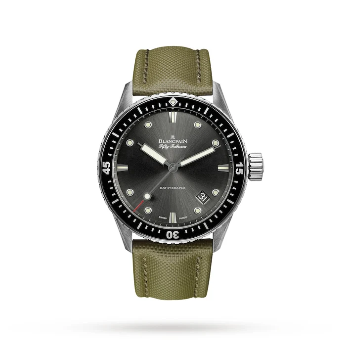 Blancpain Heritage Automatic 43mm Men’s Watch with Grey Material Dial, Titanium Case, 300m Water Resistant / 5000-1110-K52A