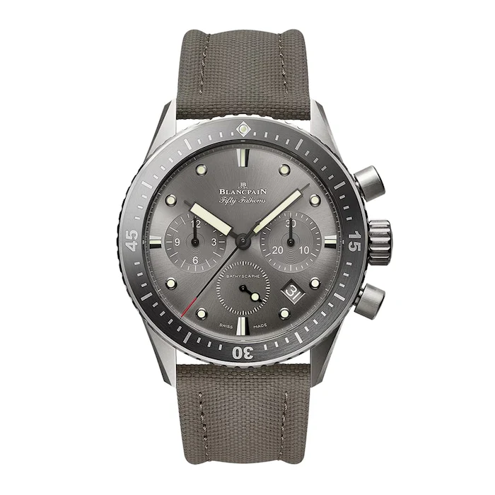 Blancpain Heritage Automatic 43mm Men’s Watch with Grey Material Dial, Titanium Case, 300m Water Resistant / 5200-1210-G52A
