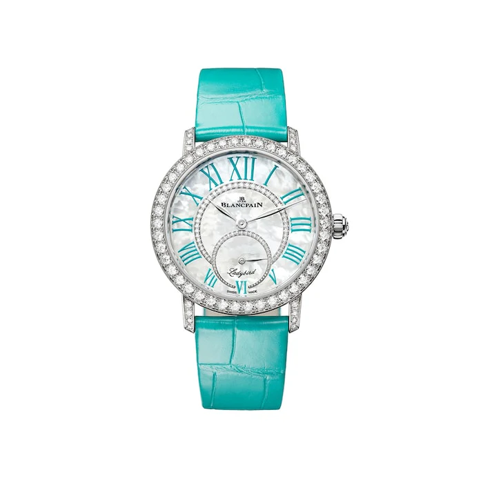 Blancpain Ladybird Colours 34.9mm 18ct White Gold Ladies Watch Turquoise Luxury Watch 3661B 1954 55A