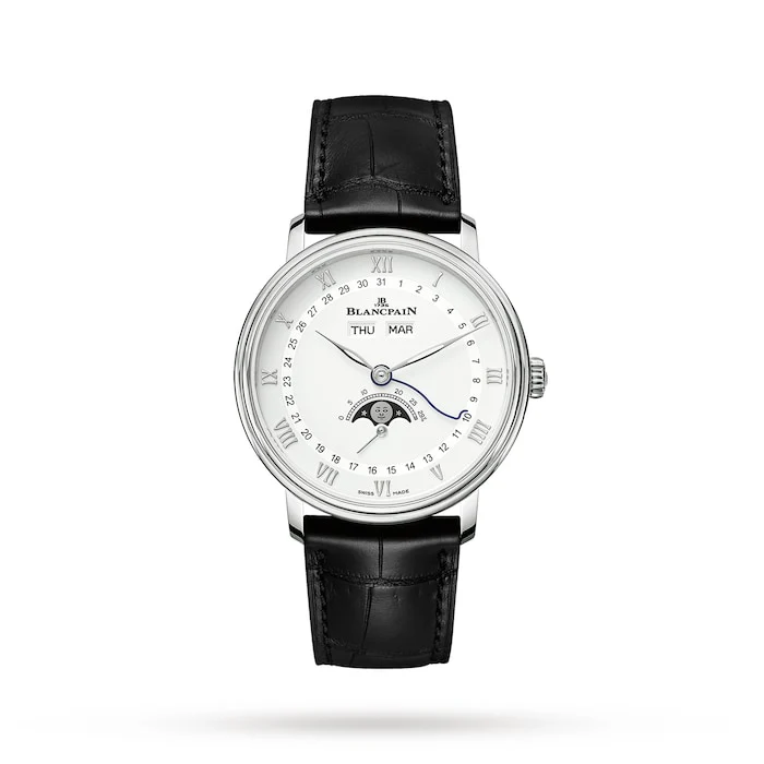 Blancpain Villeret Quantieme Complet 38mm Mens Watch White Luxury Watch Swiss Made Highâ Precision Movement Sapphire Crystal Stainless Steel Case  6264-1127-55B