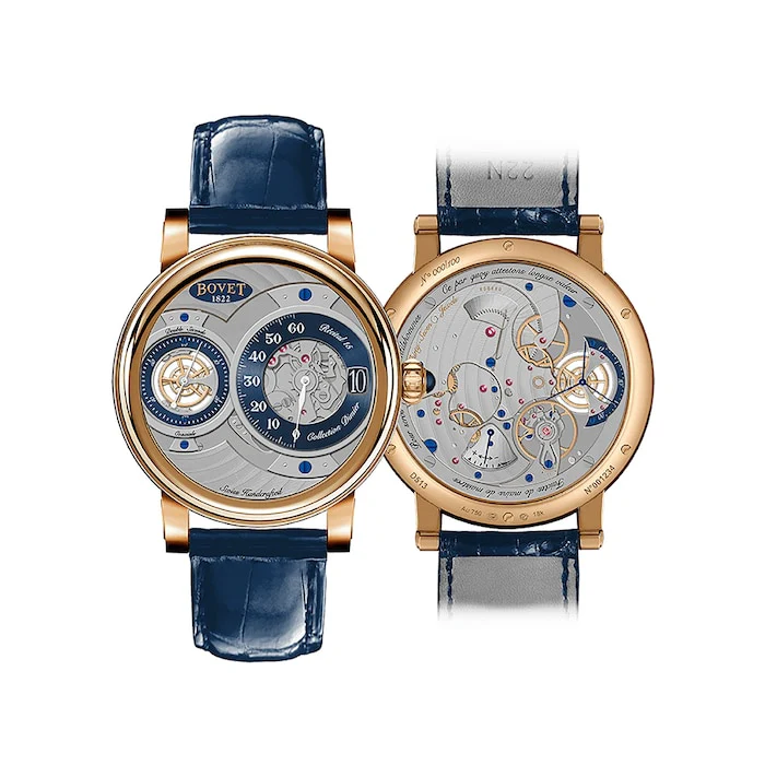 Bovet Manual Wind 42mm Men’s Watch with Blue Material Dial, Gold Case, 30m Water Resistant / R150007-13