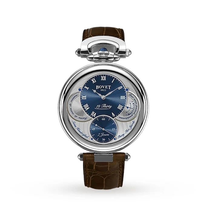 Bovet Manual Wind 42mm Men’s Watch with Blue Material Dial, Stainless Steel Case, 30m Water Resistant / NTS0004
