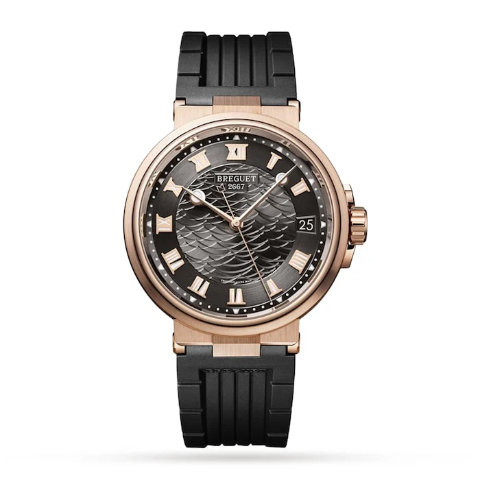 Breguet Automatic 40mm Men’s Watch with Grey Material Dial, Gold Case, 100m Water Resistant / 5517BR/G3/5ZU