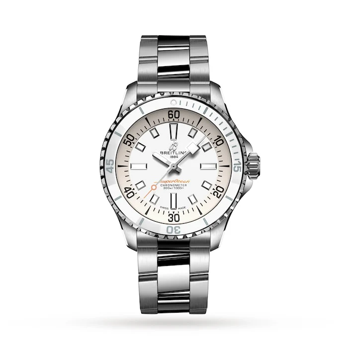 Breitling Automatic 36mm Men’s Watch with White Material Dial, Stainless Steel Case & Bracelet, 300m Water Resistant / A17377211A1A1