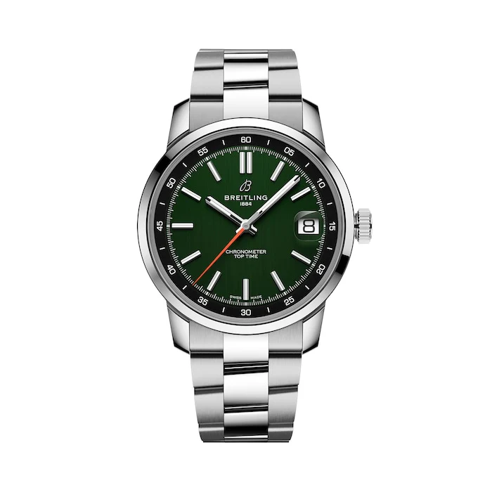 Breitling Automatic 38mm Men’s Watch with Green Material Dial, Stainless Steel Case & Bracelet, 100m Water Resistant / AB3113171L1A1