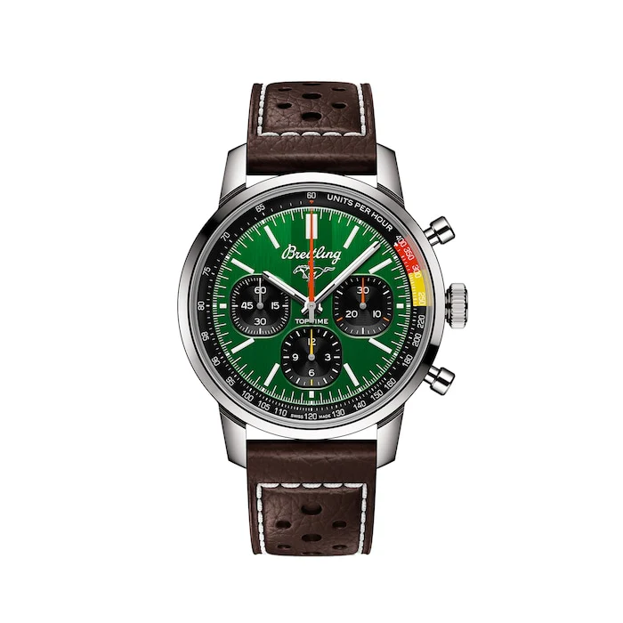 Breitling Automatic 41mm Men’s Watch with Green Material Dial, Stainless Steel Case, 100m Water Resistant / AB01762A1L1X1
