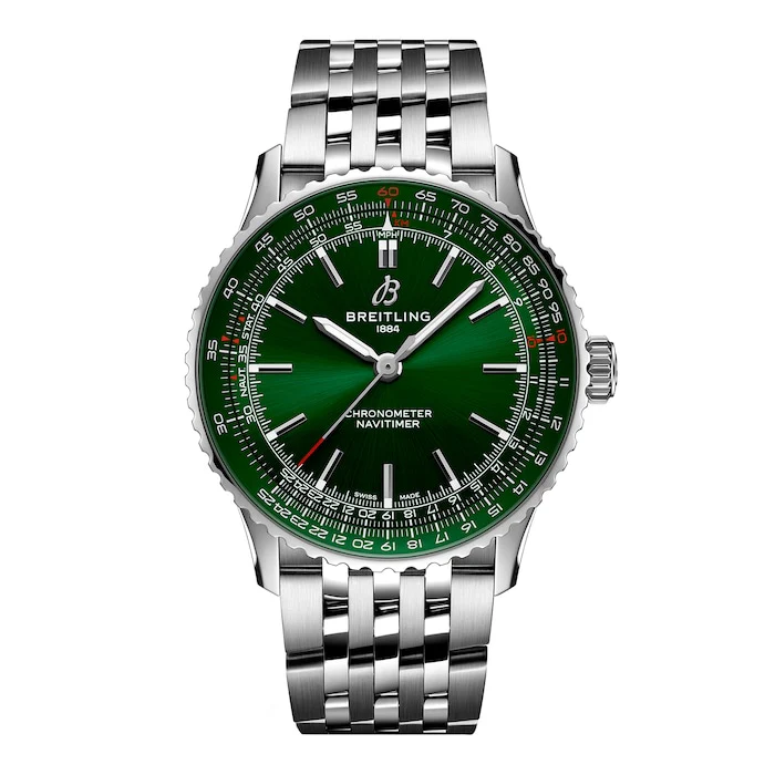 Breitling Automatic 41mm Men’s Watch with Green Material Dial, Stainless Steel Case & Bracelet, 30m Water Resistant / A17329371L1A1