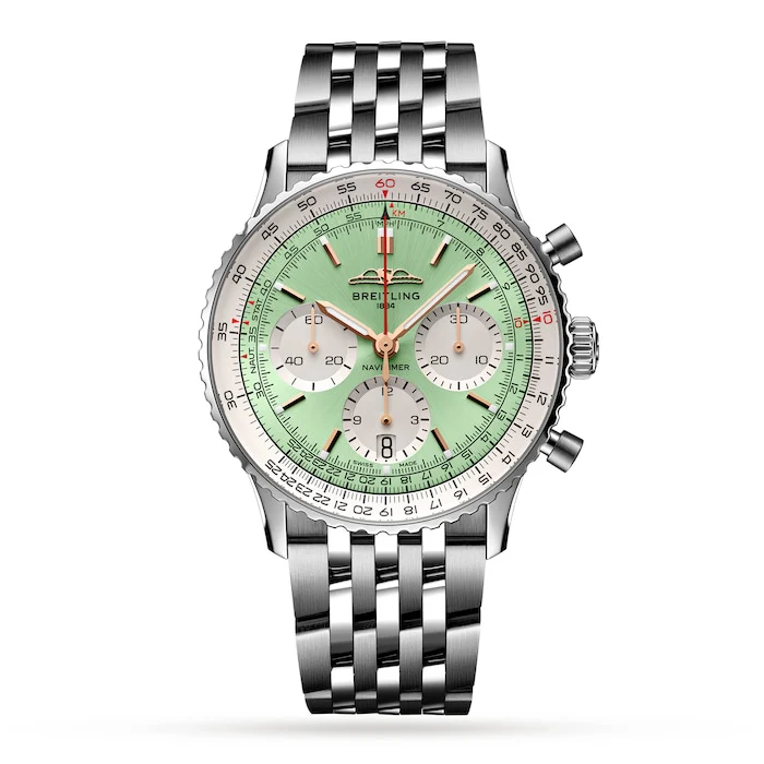 Breitling Automatic 41mm Men’s Watch with Mint Material Dial, Stainless Steel Case & Bracelet, 30m Water Resistant / AB0139211L1A1