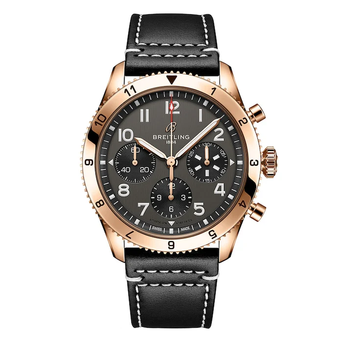 Breitling Automatic 42mm Men’s Watch with Black Material Dial, Gold Case, 100m Water Resistant / R233801A1B1X1