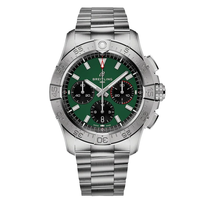 Breitling Automatic 42mm Men’s Watch with Green Material Dial, Stainless Steel Case & Bracelet, 300m Water Resistant / AB0146101L1A1