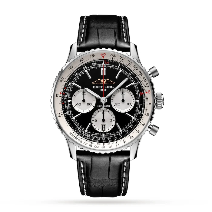 Breitling Automatic 43mm Men’s Watch with Black Material Dial, Stainless Steel Case, 30m Water Resistant / AB0138211B1P1