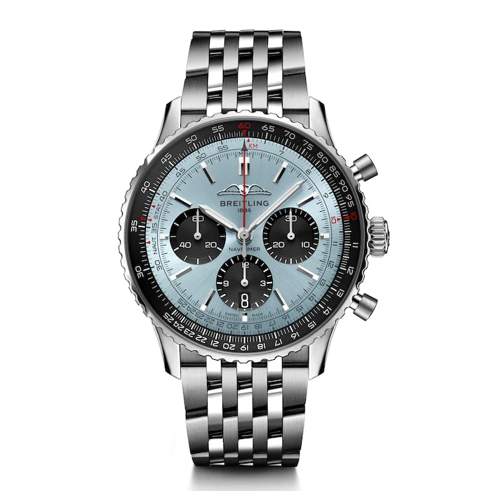 Breitling Automatic 43mm Men’s Watch with Blue Material Dial, Stainless Steel Case & Bracelet, 30m Water Resistant / AB0138241C1A1