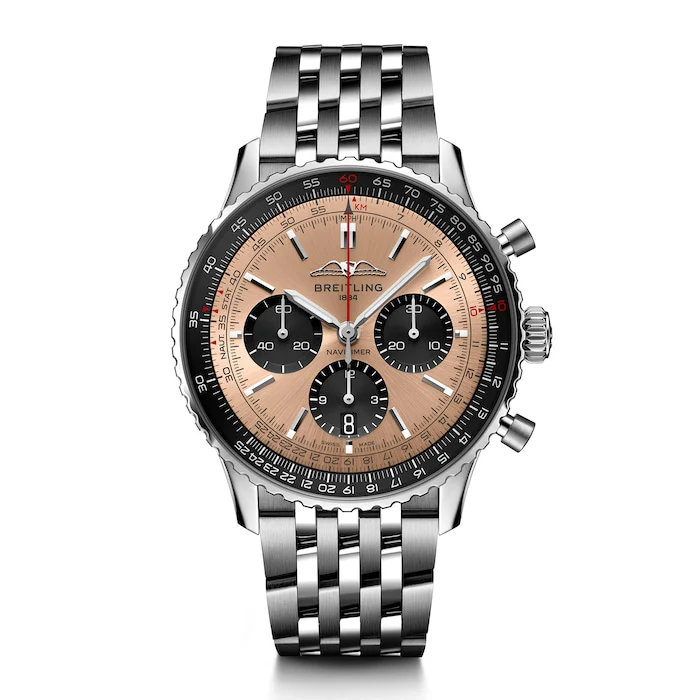 Breitling Automatic 43mm Men’s Watch with Copper Material Dial, Stainless Steel Case & Bracelet, 30m Water Resistant / AB0138241K1A1