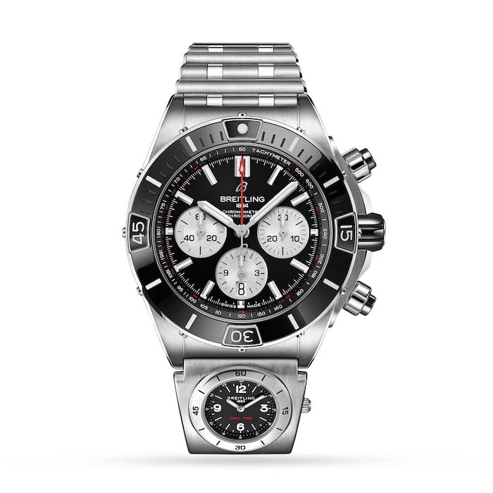 Breitling Automatic 44mm Men’s Watch with Black Material Dial, Stainless Steel Case & Bracelet, 200m Water Resistant / AB0136251B1A2