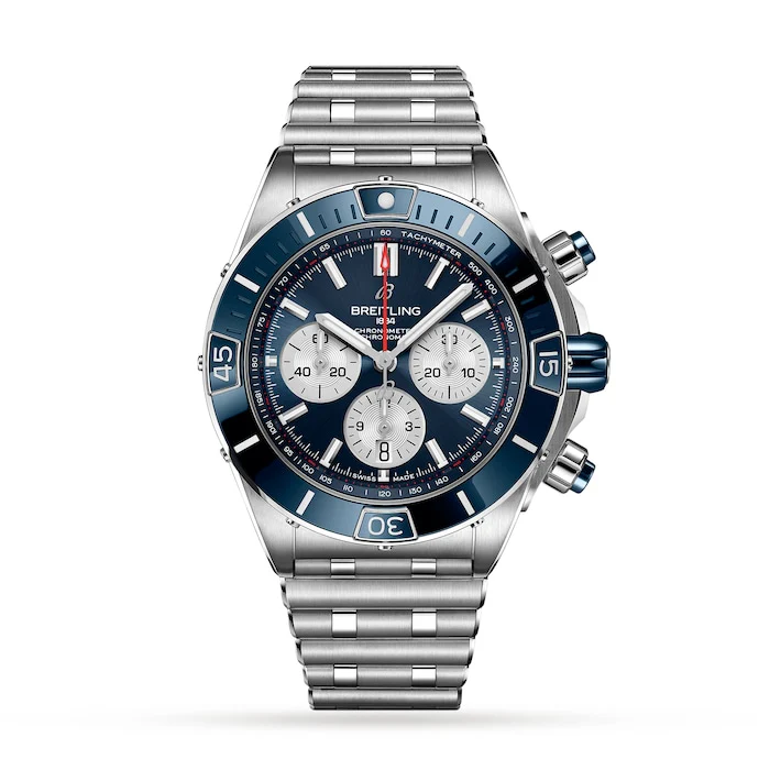 Breitling Automatic 44mm Men’s Watch with Blue Material Dial, Stainless Steel Case & Bracelet, 200m Water Resistant / AB0136161C1A1