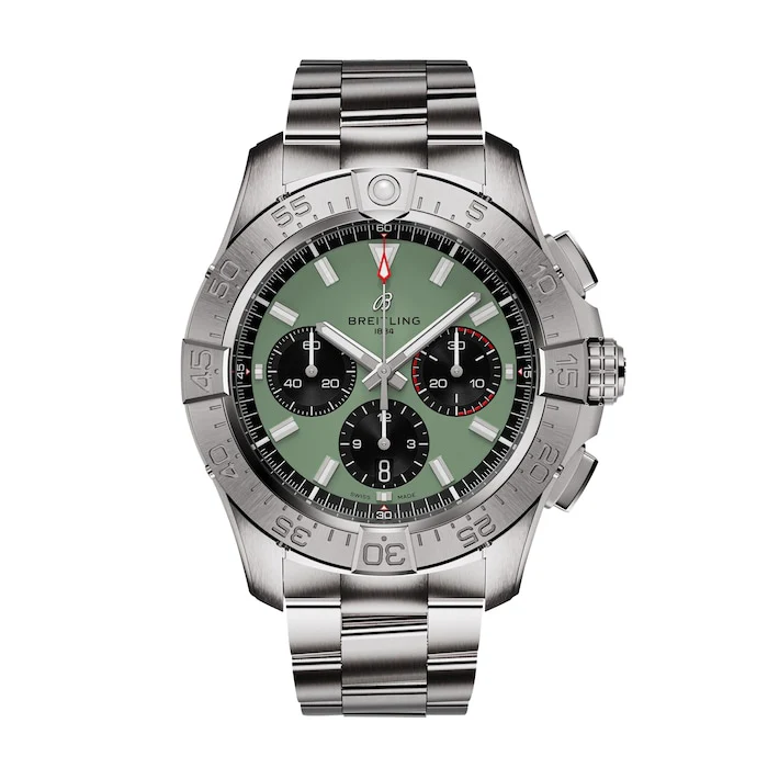 Breitling Automatic 44mm Men’s Watch with Green Material Dial, Stainless Steel Case & Bracelet, 300m Water Resistant / AB0147101L1A1
