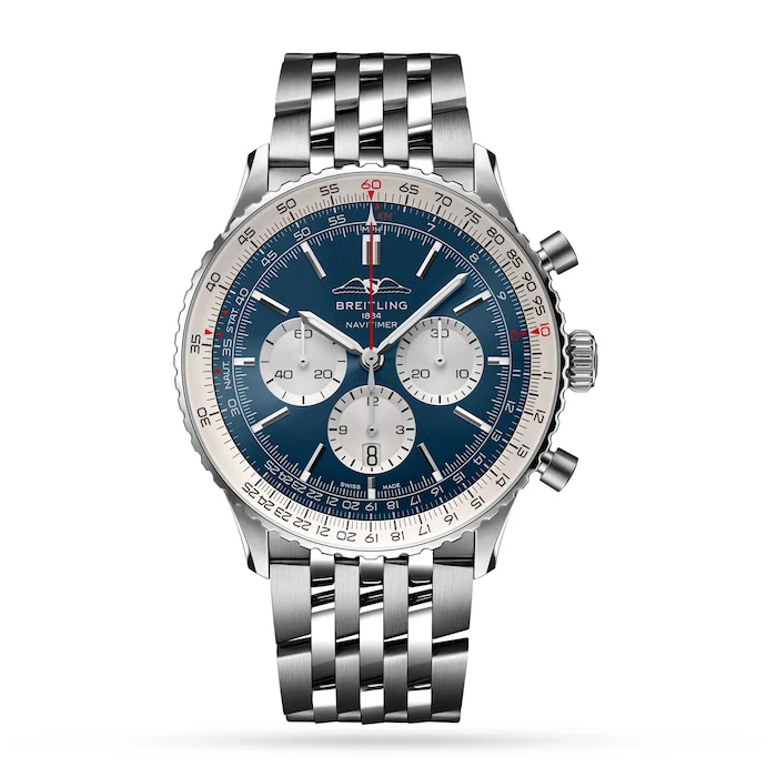 Breitling Automatic 46mm Men’s Watch with Blue Material Dial, Stainless Steel Case & Bracelet, 30m Water Resistant / AB0137211C1A1